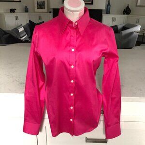 Hudson Room Button Down Fitted Non Iron Stretch Cotton Shirt Pink Sz 8 NWOT